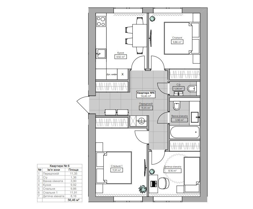 Апартаменти: 23 кв.м, 45.7 кв.м, 57кв.м Победа (Сумская обл.) - изображение 7