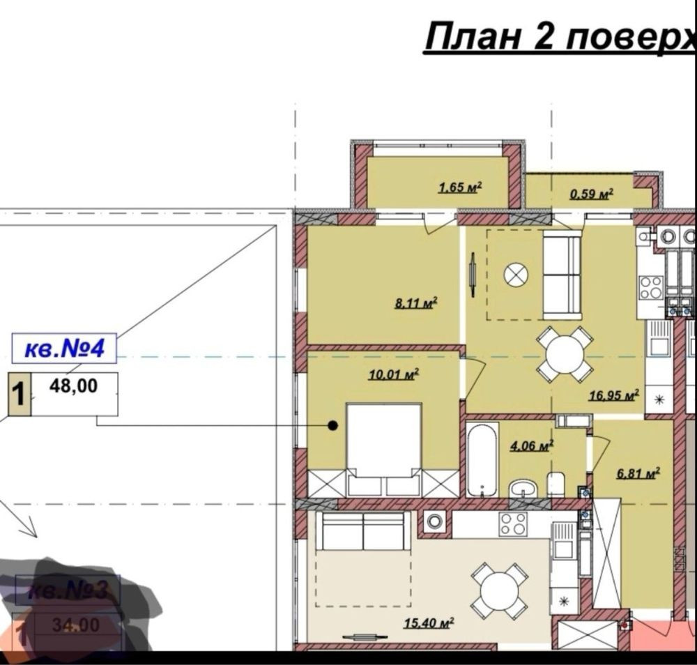 Продаж 2-ох кімнатноі чорновоі квартири ЖК Б4 БОЗДОШ Ужгород - изображение 2