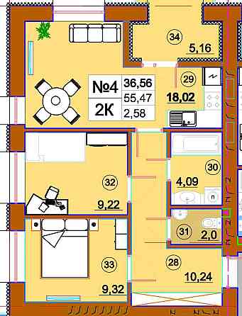 У збудованому будинку 1-на квартира (43,41 кв) в ЖК Комфорт-Сіті Калуш