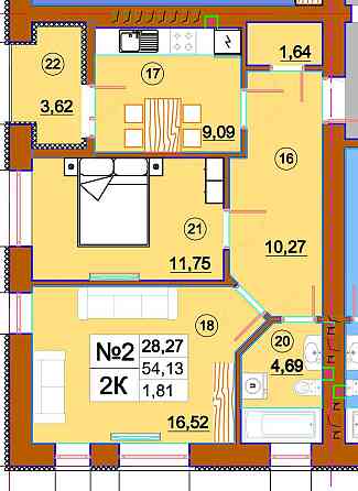У збудованому будинку 1-на квартира (43,41 кв) в ЖК Комфорт-Сіті Калуш