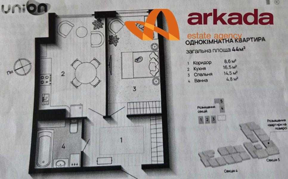 Готова 1кім Квартира в  Зданому ЖК Юніон від Благо  вул С. Бандери Ивано-Франковск - изображение 2