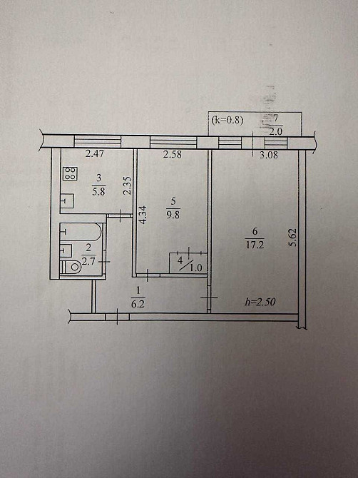 Продам, 2х, пр.О.Поля (пр. П.Орлика), 2/5, раздельные комнаты Днепр - изображение 3