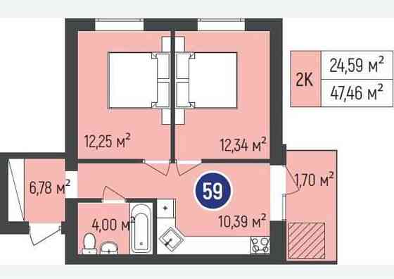 2 к квартира в Ірпені , Балкон, Ліфт, 47,46м2 , є Газ ! Ирпень