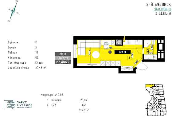 Продаж СМАРТ квартира на 27,48м². На набережній | м. Ужгород Ужгород