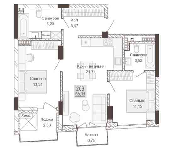 2-х кімнатна квартира, Pokrovsky apart complex Ровно