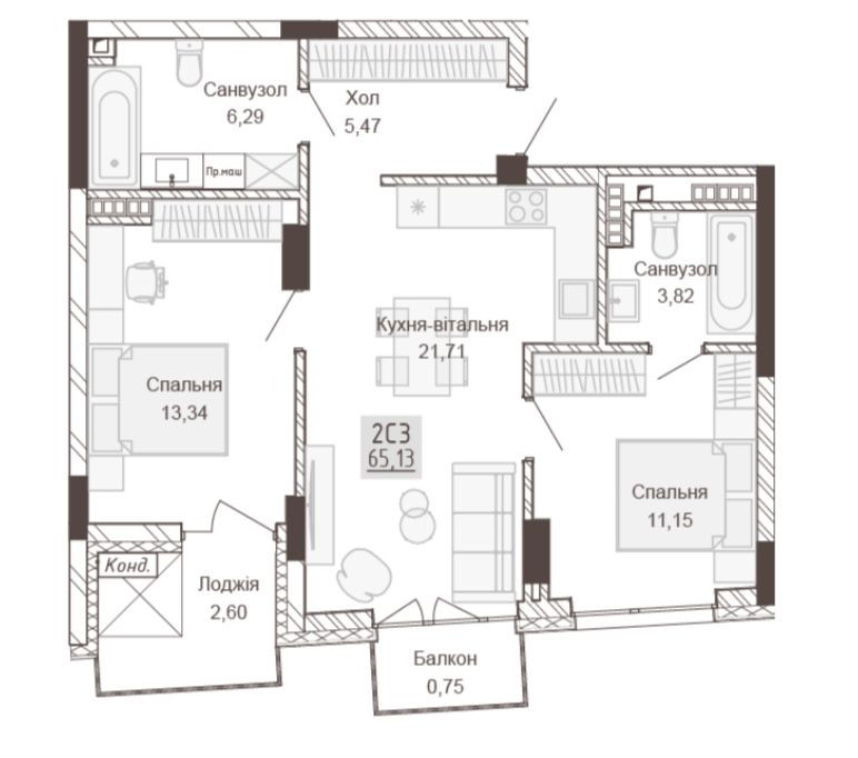 2-х кімнатна квартира, Pokrovsky apart complex Ровно - изображение 4