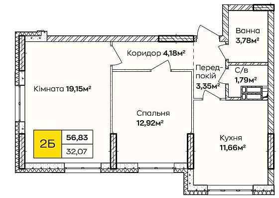 Продаж квартири біля озера. 2к 57 м2, розстрочка 24 517 грн платіж Київ