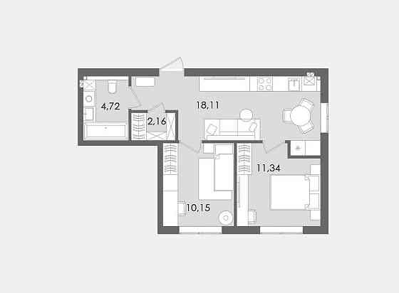 1м2=660уе Продам велику двокімнатну квартиру +25м2 В ПОДАРУНОК Софиевская Борщаговка
