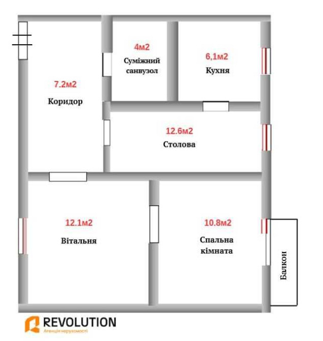 БЕЗ% Теліги Щусева метро Дорогожичі 50м Трикімнатна 53.5м2 4поверх Київ - зображення 2