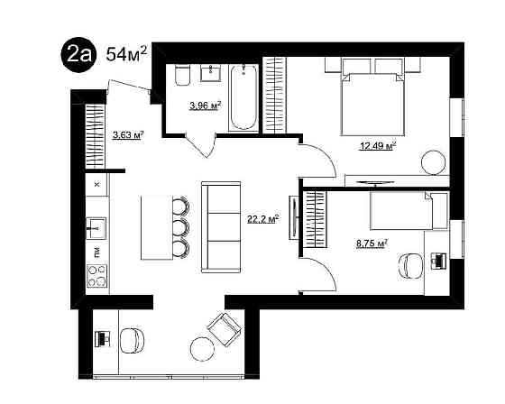 2 кімнатні апартаменти площею 54 квадрати Черкассы