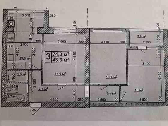 Продаж 3-х кімнатної квартири Ходосовка