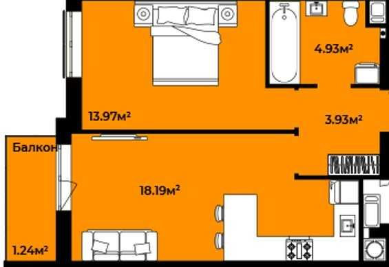1-кім кв з балконом у Франківс. р-ні_Новобудова CONTINENT LIFE_58000$ Сокольники - изображение 4