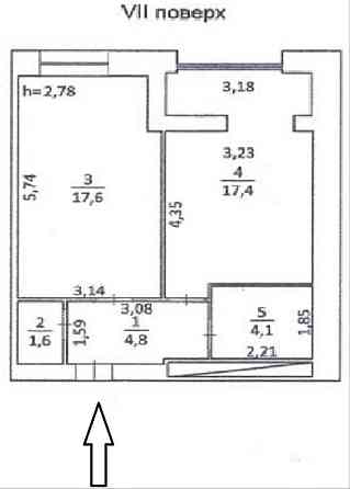 1-кім. квартира 46 м² у цегляному будинку, інд. опалення Одесса