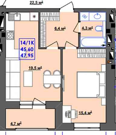 Гарна однокімнатна квартира з виглядом на річку Ивано-Франковск