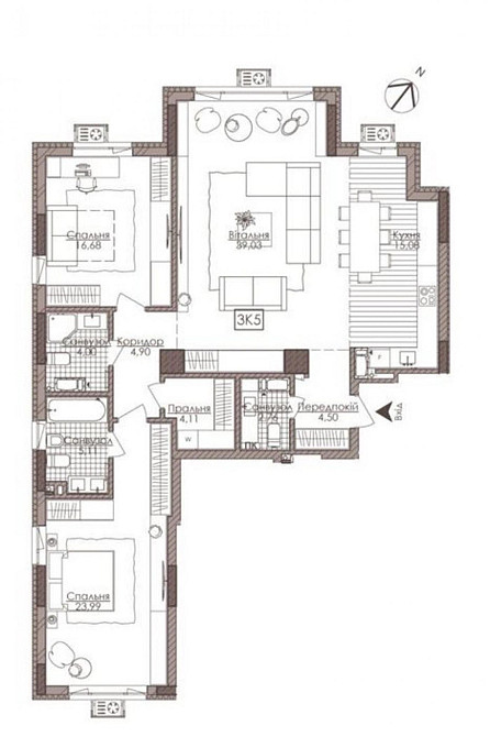 Продаж 3-к в ЖК Камертон,вул.Річкова, поруч вул.Дмитрівська,1700$/м2, Київ - зображення 1