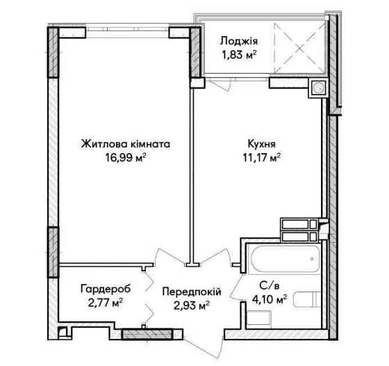 1-кімнатна квартира з гардеробною в ЖК “Синергія Сіті” Ирпень