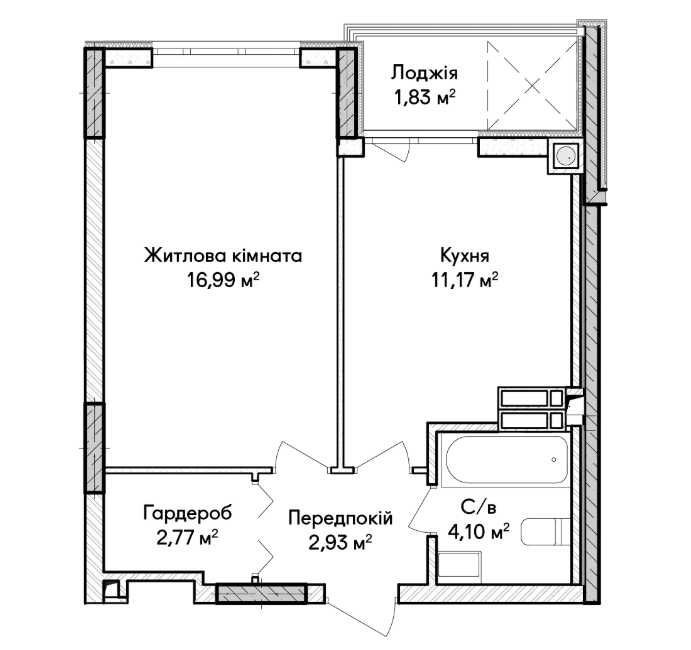 1-кімнатна квартира з гардеробною в ЖК “Синергія Сіті” Ирпень - изображение 4