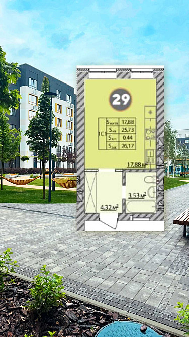 Студія ЖК Молодість 26.3 м2, БЕЗ КОМІСІЇ! Можна під єОселя Ирпень - изображение 1