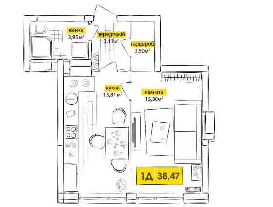 Чудова 1к квартира у розстрочку по 27тис/міс. Якісне наповнення Київ