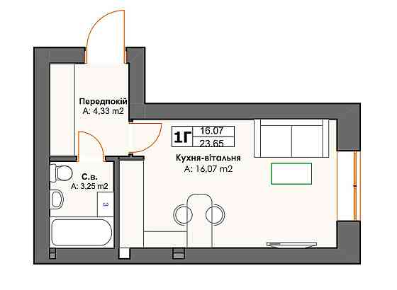 Квартира студія в Ірпені за 22500 у.о. СЕРТИФІКАТ РОЗТЕРМІНУВАННЯ Ірпінь