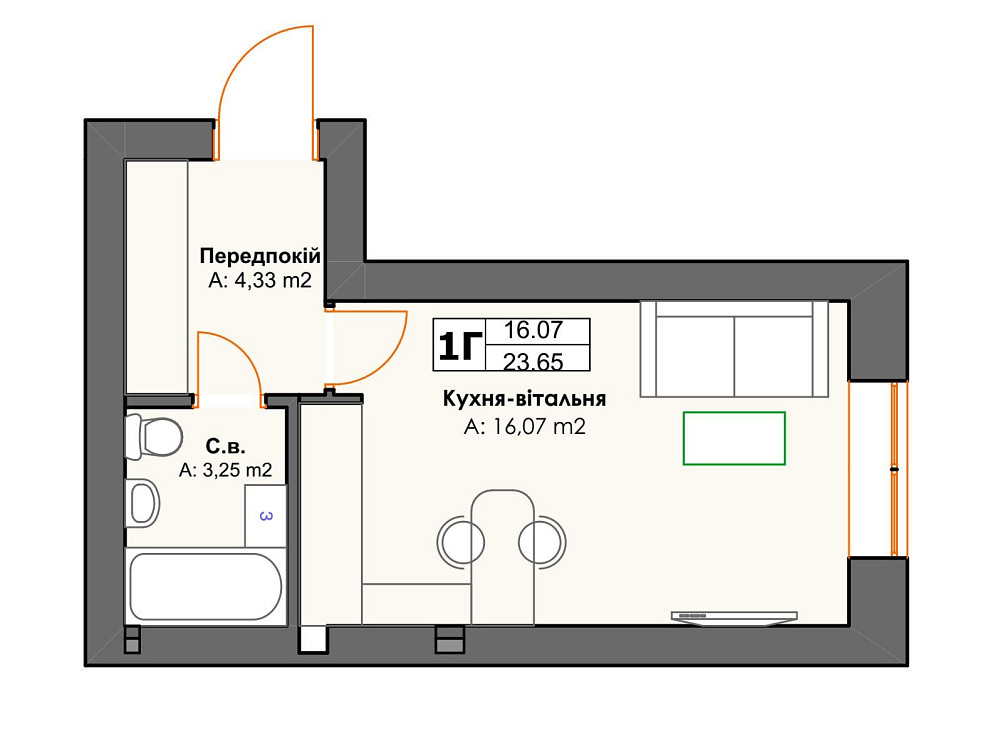 Квартира студія в Ірпені за 22500 у.о. СЕРТИФІКАТ РОЗТЕРМІНУВАННЯ Ірпінь - зображення 2