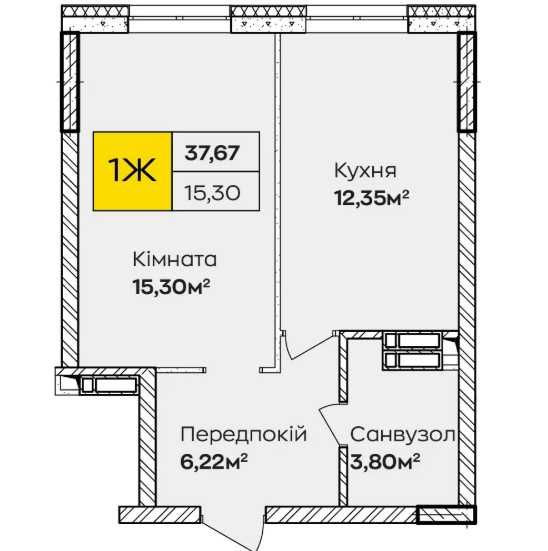 1-кімнатна квартира 37,67 м² у Синергія Київ – вигідна покупка Київ - зображення 6
