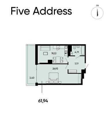 Продаж 1 кімнатної квартири по вул. Раковського ЖК Five Address Львов