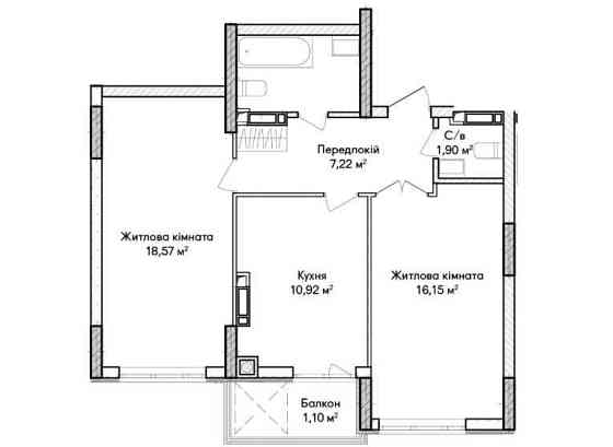 Велика квартира з балконом під Києвом!Новобудова Ірпінь Ірпінь