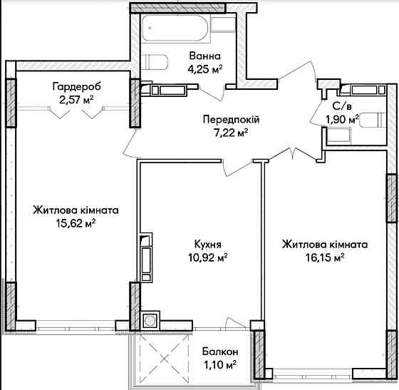 Двокімнатна квартира за 32 тис в місяць.Балкон, індивідуальне опалення Ирпень