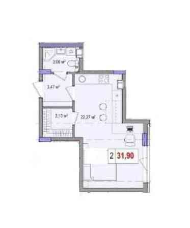 Продам Студію квартиру 31,9 м2 на 2 поверсі в районі Жулян Киев