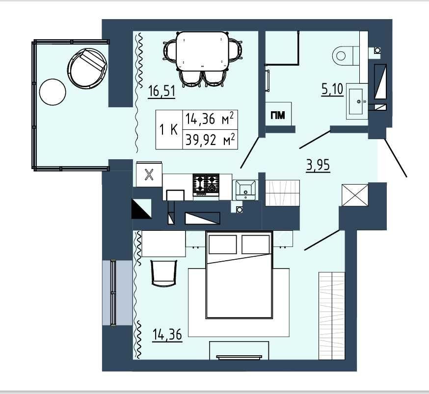 1 кімнатна квартира ЖК "ГАРМОНІЯ" / єВідновлення! Луцьк - зображення 5