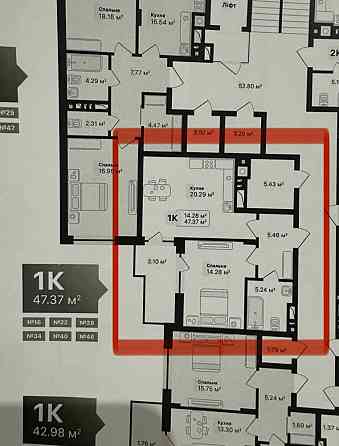 1-кімнатна квартира, 53 м.кв., м. Винники, Auroom Forest Винники
