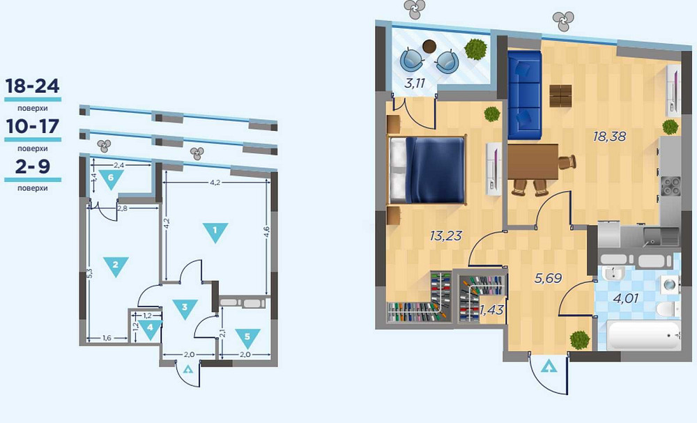Видова 1 кімнатна ЖК «Старт», Власник. Киев - изображение 1