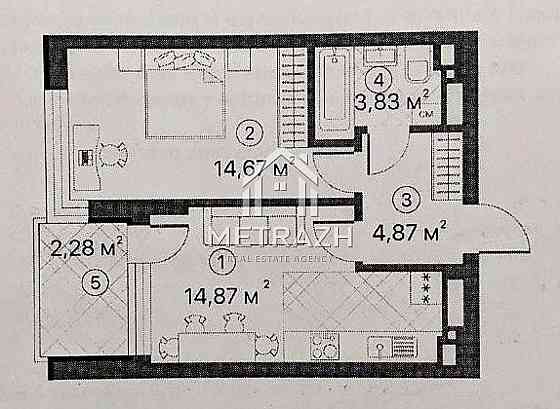 Видова 1-к 46 м2. ЖК 7 КВАРТАЛ ВВЕДЕНИЙ. Прямо біля Retroville! Киев