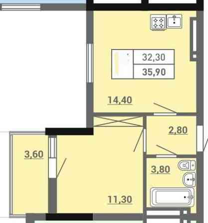 1-кімнатна квартира, Центр, ЖК Акварель, Ціна нижча, ніж в забудовника Одесса