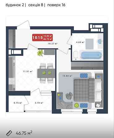 47 кв.м, ЖК Причал 8, Позняки, видова квартира Киев
