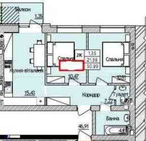 2к квартира в ЖК Бургундія-3, з Балконом, є Ліфт Ірпінь
