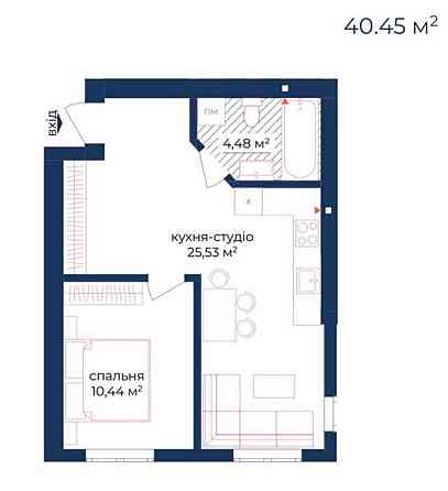 Простора євродвушка 40м² в ЖК Liverpool House Киев