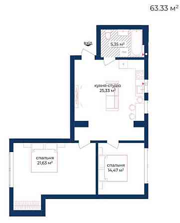 Двокімнатна квартира 63м² з укриттям. Від надійного забудовника Киев