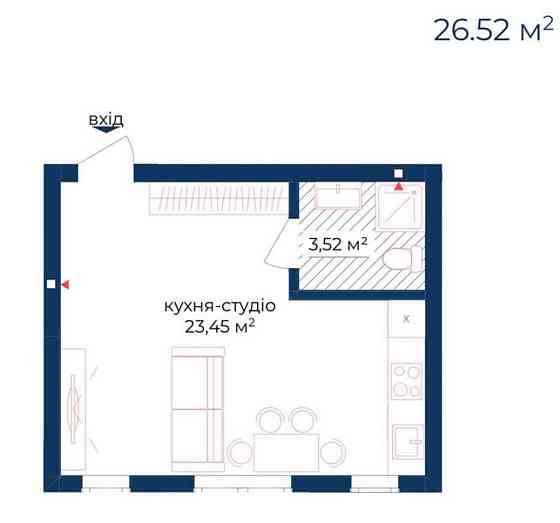 Квартира студія 26м². 3% знижка для військових Киев