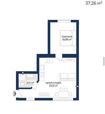 Євродвушка в Києві 37м². Віддалене придбання. ЖК Liverpool House Киев