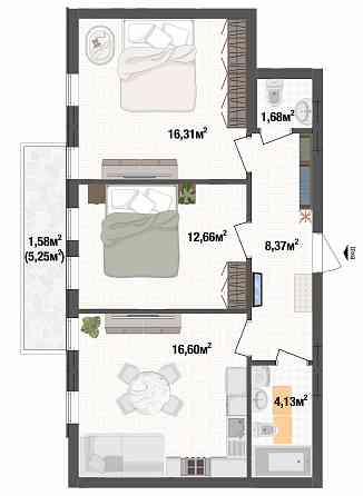 Двушка 61м² в ЖК Liverpool House в Києві Киев