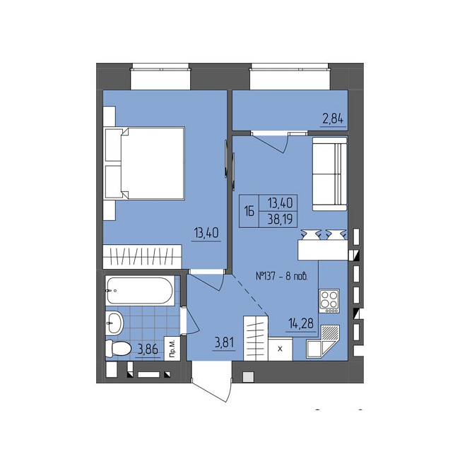Однокімнатна квартира в Рівному — лише 36 500 $! Нетешин - изображение 2