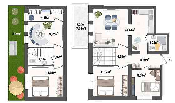 Трикімнатна квартира 92.53м² з двориком в ЖК Liverpool House Киев