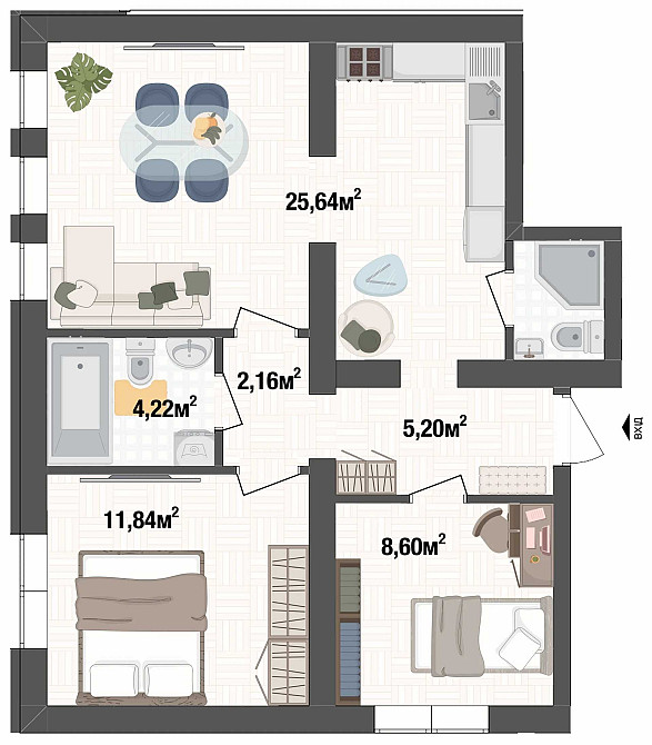 Двокімнатна квартира 60м². Віддалене придбання Київ - зображення 1