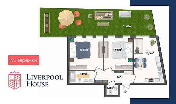 Квартира з двориком в Києві ЖК Liverpool House. Віддалене придбання Киев