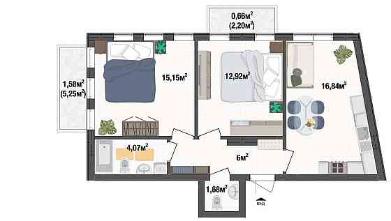 Двушка 58м² в ЖК Liverpool House в Києві Киев