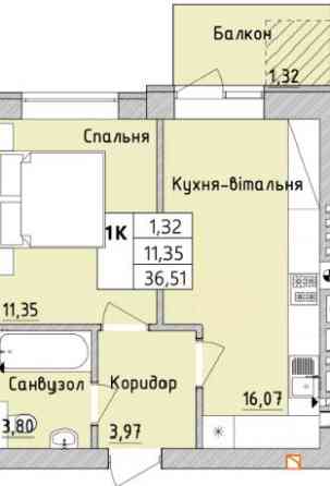 Однокімнатна квартира 36Ккв.м в сучасному ЖК! Низька ціна! Ірпінь