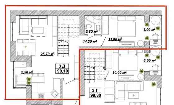 Двохрівнева квартира,центр.100 м.кв.Терміново! Ивано-Франковск