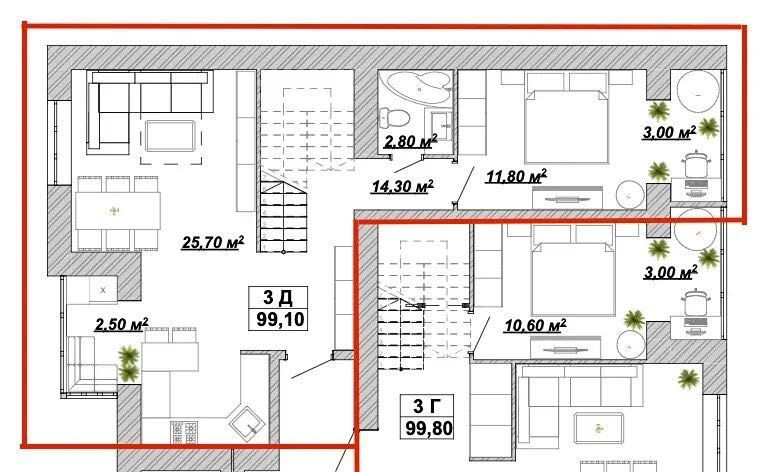 Двохрівнева квартира,центр.100 м.кв.Терміново! Івано-Франківськ - зображення 4